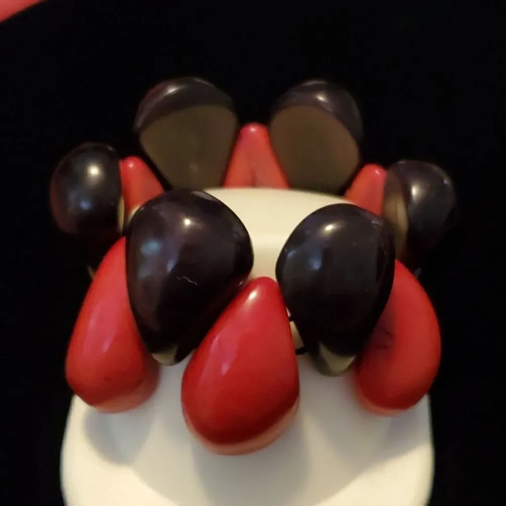 Tagua Nut Red Brown Bracelet